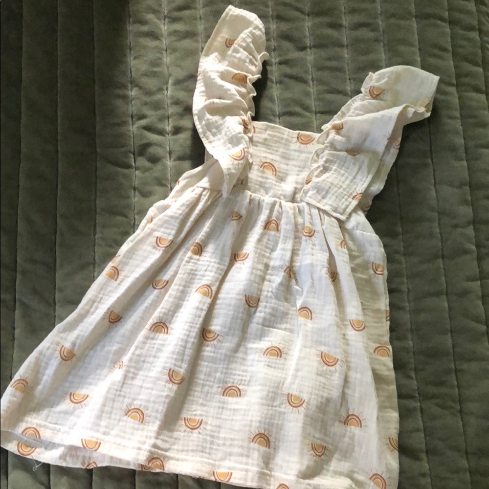 Muslin Ruffled Dress with Rainbow Pattern - Picture 4 of 5